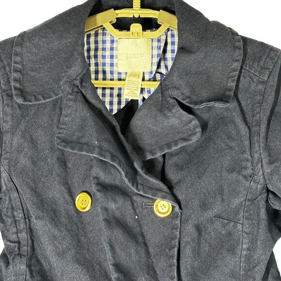 J Crew Peacoat Womens Size 4 Navy Blue Cotton Blend Double Breasted Jacket - Picture 3 of 9